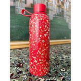 Mahra Rawdah Gift Motifli Paslanmaz Çelik Matara / Sızdırmaz Kapaklı Termos 500 ml - 0,50 lt - Kırmızı