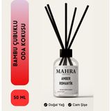 Mahra Shop Amber Oda Kokusu Romantik Bambu Çubuklu Oda Kokusu Esansiyel Uçucu Yağ Reed Diffuser 50ML