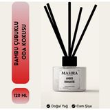 Mahra Shop Oda Kokusu Amber romantik bambu çubuklu Oda Kokusu esansiyel uçucu yağ reed diffuser 120ml