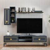 Mahur Antrasit Modern Kitaplıklı Raflı Sehpa Tv Ünitesi