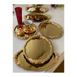 MAHUR HOME 20*25 CM PARLAK GOLD OVAL KULPLU 6 ADET SERVİS VE SUNUM TEPSİSİ