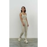 Mai Collection Mai Studios Co. Jade Bej Dikişsiz Fitilli Tayt Bej