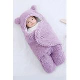 Mai Perla 0 - 12 Ay Elyaflı Kulaklı Welsoft Dış Kundak Bebek Battaniye Lila Renk 90 x 90 cm - 0 - 3 Yaş