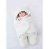 Mai Perla 0 - 12 Ay Kulaklı Welsoft Dış Kundak Bebek Battaniye - Beyaz - 0 - 3 Yaş