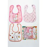 Mai Perla Kuğu Temalı Mama Önlüğü 3 Parça Su Geçirmez Microfiber Kendi Kutusunda Pembe Renkli 0-3 Yaş - 0 - 3 Yaş