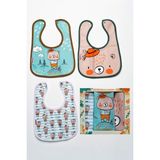 Mai Perla Little Gentleman Temalı Kare 3 Parça Microfiber Mama Önlüğü Kendi Kutusunda (Su Geçirmez) Çıtçıtlı - Standart - Renkli