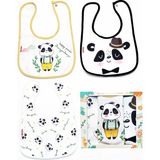 Mai Perla Panda Temalı Kare 3 Parça Microfiber Mama Önlüğü Kendi Kutusunda (Su Geçirmez) Çıtçıtlı - Standart - Renkli