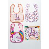 Mai Perla Unicorn Temalı Kare 3 Parça Microfiber Mama Önlüğü Kendi Kutusunda (su Geçirmez) Çıtçıtlı