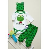 Mai Perla Unisex Bebek Yeşil Kurbağa Zıbın Takımı 3 Lü - 6 - 9 Ay