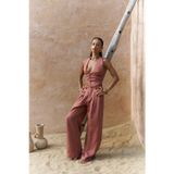 MAI STUDIOS CO. Lvdovila Tarçın Keten Crop Yelek Pantolon Takım