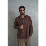 MAI STUDIOS CO. Wesley Erkek Oversize Krinkıl Kahve Gömlek