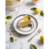 Maia Porselen 6'lı 19 cm Şef Modern Limon Dalı Baskılı Pasta Tabağı Seti - Beyaz