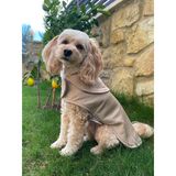 Maia Studio Ecru Çift Taraflı Su Geçirmez Süet Köpek Kabanı (Krem)