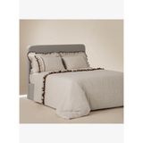 Maide Battal Boy Nevresim Takımı %100 Organik Pamuk Kenevir Karışımlı Nakışlı Bej 240x220 Cm