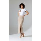 Maimoda Kadın Yırtmaçlı 92CM Dalgıç Kumaş Kalem Etek - Bej - XL