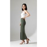 Maimoda Kadın Yırtmaçlı 92CM Dalgıç Kumaş Kalem Etek - Haki - XS