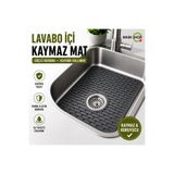 MAİN SHOP 2 Adet Dikdörtgen Silikon Ayarlanabilir Kaydırmaz Lavabo Üst ve İç Matı 33x28 Antrasit M-115
