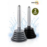 MAİN SHOP 2 Adet Gri Küçük Körüklü Vantuz Pompa - Güçlü Vakumlu Lavabo, Mutfak ve Küvet Gider Açıcı Set M-102