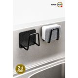 MAİN SHOP 2 Adet Siyah 3 M Yapışkanlı Çelik Bulaşık Sünger Tutucu Askı Bulaşık Süngeri Tutacağı M- Sng1
