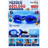 MAİN SHOP 3-8 Yaş Çocuk Yüzücü Gözlüğü - Buğu Yapmaz Ayarlanabilir Havuz ve Deniz Gözlüğü Kulak Tıkacı Hediyeli M-2088 - Mavi