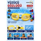 MAİN SHOP 3-8 Yaş Çocuk Yüzücü Gözlüğü - Buğu Yapmaz Ayarlanabilir Havuz ve Deniz Gözlüğü Kulak Tıkacı Hediyeli M-2088 - Sarı