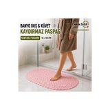 MAİN SHOP Banyo Duş & Küvet Kaydırmaz Paspas - Pembe Vantuzlu Tasarım 34 x 68 cm M-130