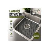 MAİN SHOP Dikdörtgen Silikon Ayarlanabilir Kaydırmaz Lavabo Üst ve İç Matı 33x28 Antrasit Renk 1 Adet M-115