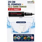 MAİN SHOP Intex 29 cm El Pompası Çift Etkili Hava Pompası Ve 12'li Ekonomik Şişme Ürün Havuz Yatak Bot Tamir Yaması Kiti M-2