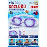 MAİN SHOP Intex Çocuk Yüzücü Gözlüğü - 3-8 Yaş Buğu Yapmaz Ayarlanabilir Havuz ve Deniz Gözlüğü M-55602 - Mor