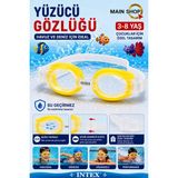MAİN SHOP Intex Çocuk Yüzücü Gözlüğü - 3-8 Yaş Buğu Yapmaz Ayarlanabilir Havuz ve Deniz Gözlüğü M-55602 - Sarı