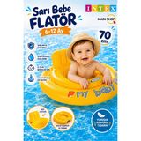 MAİN SHOP Intex Sarı Bebe Flatörü 6-12 Ay - Sırt Destekli Bebek Deniz Havuz Simidi 70 cm M-56585