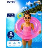 MAİN SHOP Intex Şeffaf Renkli Neon Çocuk ve Yetişkin Deniz Simidi 76 cm 8+ Yaş -Havuz Simidi M- 59260 - Pembe