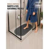 MAİN SHOP Masajlı Silikon Banyo Paspası Vantuzlu Banyo ve Duş Kaydırmazı Antrasit Renk Kaydırmaz M-142