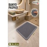 MAİN SHOP Mutfak Banyo Paspası Kaymaz Tabanlı Su Emici Paspas Yazısız Gri Model 58x38cm M-8
