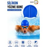 MAİN SHOP Silikon Yüzme Bonesi - Su Geçirmez Esnek Havuz ve Deniz Bonesi M-Cap - Mavi