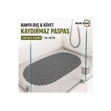 MAİN SHOP Vantuzlu Gri Banyo Matı - 34 x 68 cm Kaymaz Küvet İçi ve Duş Önü Paspas M-130