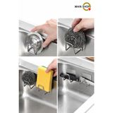 MAİN SHOP Yapışkanlı Çok Amaçlı Askı 6'lı Set - Paslanmaz Çelik Bulaşık Süngeri ve Mutfak Düzenleyici M-SNG1