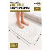 Mainshop 1 Adet Vantuzlu Banyo Ve Duş Kaydırmazı Duşa Kabin Küvet Içi Paspası Balık Desenli 35 X 68 Cm M-10 Beyaz