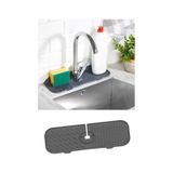 Mainshop Esnek Musluk Lavabo Matı - Mutfak Banyo Batarya Su Tutucu Bulaşık Süngeri Matı Gri