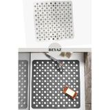 Mainshop Kaydırmaz Duşakabin Banyo Ve Duş Paspası Kare Bubble Vantuzla Yapışır 54 X 54 Cm Beyaz