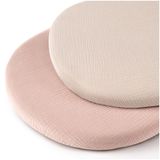 MairMore Muslin Bebek Beşik Çarşafları Nötr, Yumuşak Nefes Alabilen Pamuklu Lastikli Çarşaflar, Oval, Dikdörtgen, Kum Saati Beşik Yatağı/Ped - 2'li Paket (Fildişi ve Pembe)