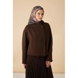 Maisa Su Masalı Tivil İpek Eşarp 90*90 Cm - Kahverengi 5268