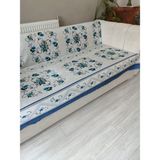 Maison Aura Koltuk Örtüsü Süngerli Mavi Wellsoft Kumaş Geometrik Desenli Kaymaz Tabanlı Modern Tasarım - 170 x 210 cm