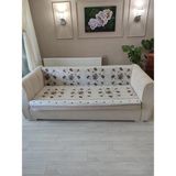 Maison Aura Koltuk Örtüsü Süngerli Wellsoft Kumaş Krem Renk Modern Geometrik Desenli Kaymaz Taban - 170 x 210 cm