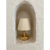 Maison Avf Osmanlı İpeği Pileli Kablosuz Masa Lambası -Alt Parlak Gold Led Işık ( 9v Pil 75-90 Saat)