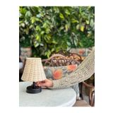 Maison Avf Rattan & Bambu Masa Üstü Kablosuz Pilli Abajur Masa Lambası Siyah