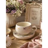 Maison Belle Çay Fincan Seti Mor Fiyonk & Papatya Desenli Seramik 2 Parça