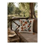 Maison Diane Home Amber Bloom Turuncu Çiçek Desenli Dekoratif Kırlent Kılıfı(İç Dolgusuz)
