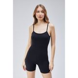 Maison La Femme Kadın Sırtı Açık Spor Comfortlux Kısa Tulum Düz Siyah Renk ile Şık ve Rahat - XS