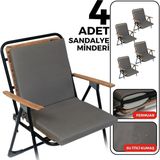 Maison Luré 4’lü Arkalıklı Sandalye Minderi Yıkanabilir Fermuarlı Bağcıklı 40X40 Gri - Siyah - Seçenek 1